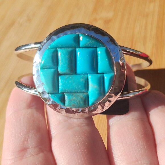 Jay King Sterling Silver Turquoise Inlay Cuff Bracelet Gallery Collection NIB - Picture 4 of 12
